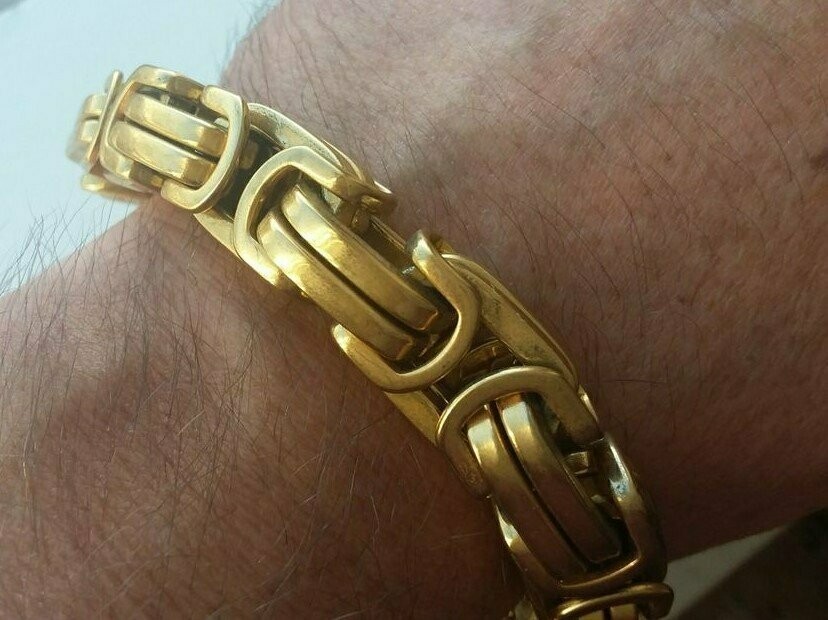 Edelstahl! XXL Königsketten Armband in Gold