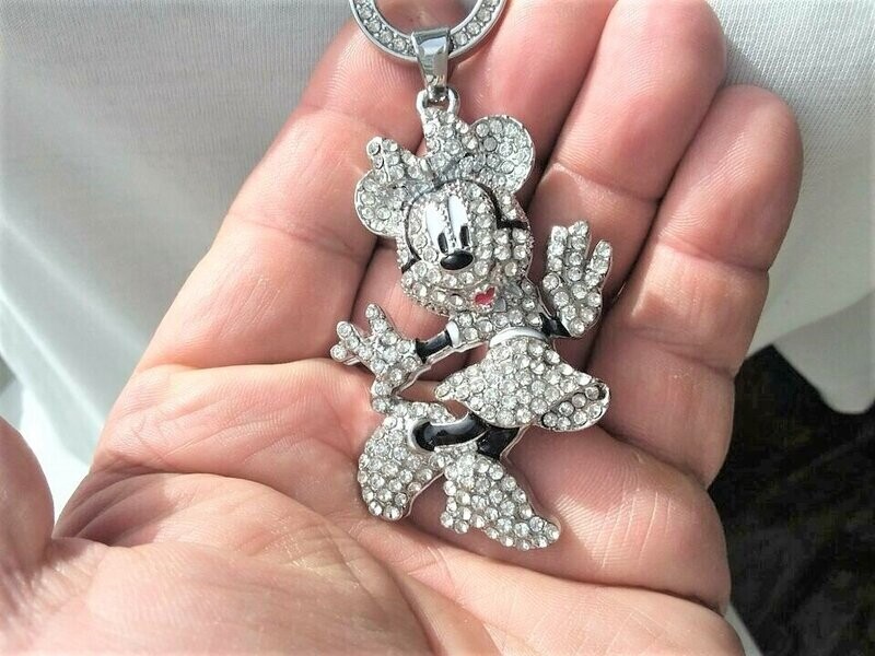 Minnie Maus Anhänger mit Steinen besetzt in Silber