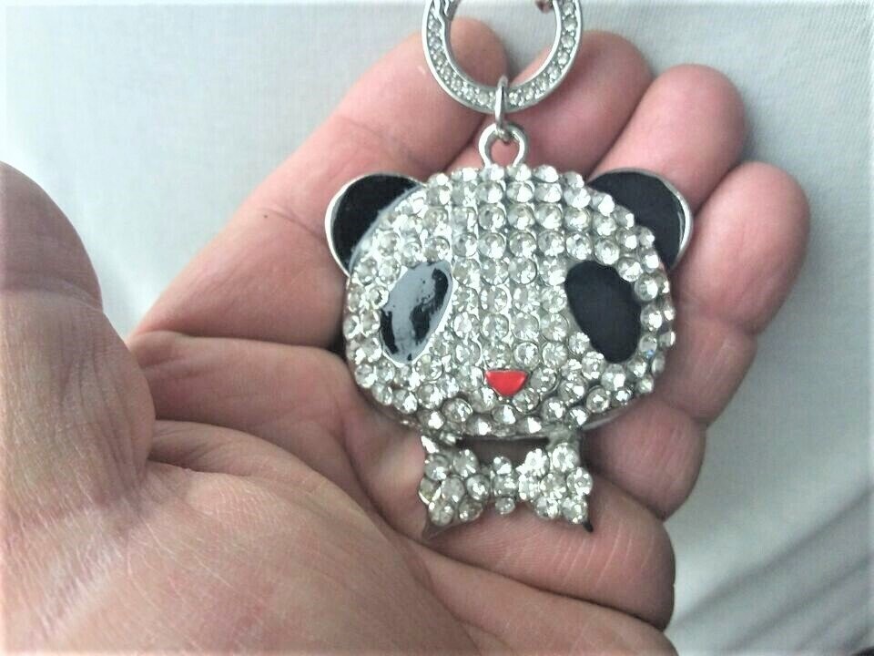 Pandabär Kopf mit Swarovski Elementen