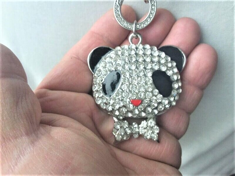 Pandabär Kopf mit Swarovski Elementen