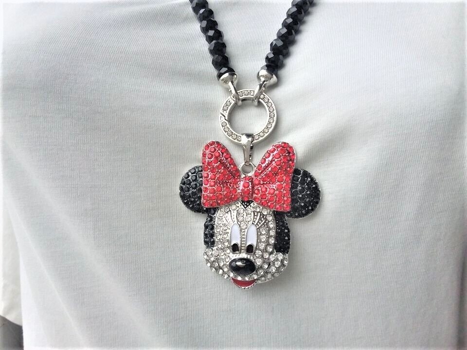 Großer Minnie Maus Anhänger mit Swarovski Elementen besetzt