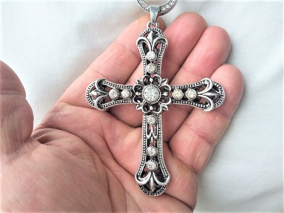 XXL Kreuz mit franz. Lilie und Swarovski Elementen
