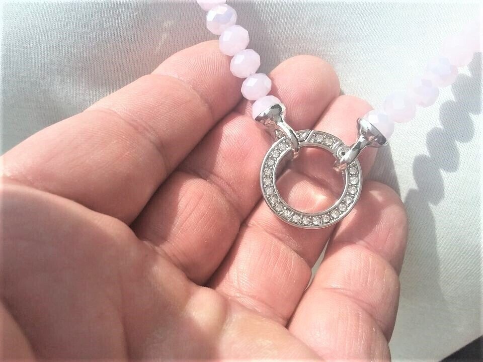 Tolle lange Kristall Kette in pink