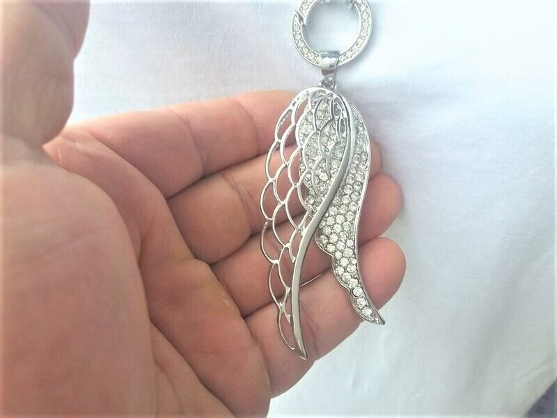 Beweglicher XXL Flügel Anhänger mit Swarovski Elementen besetzt