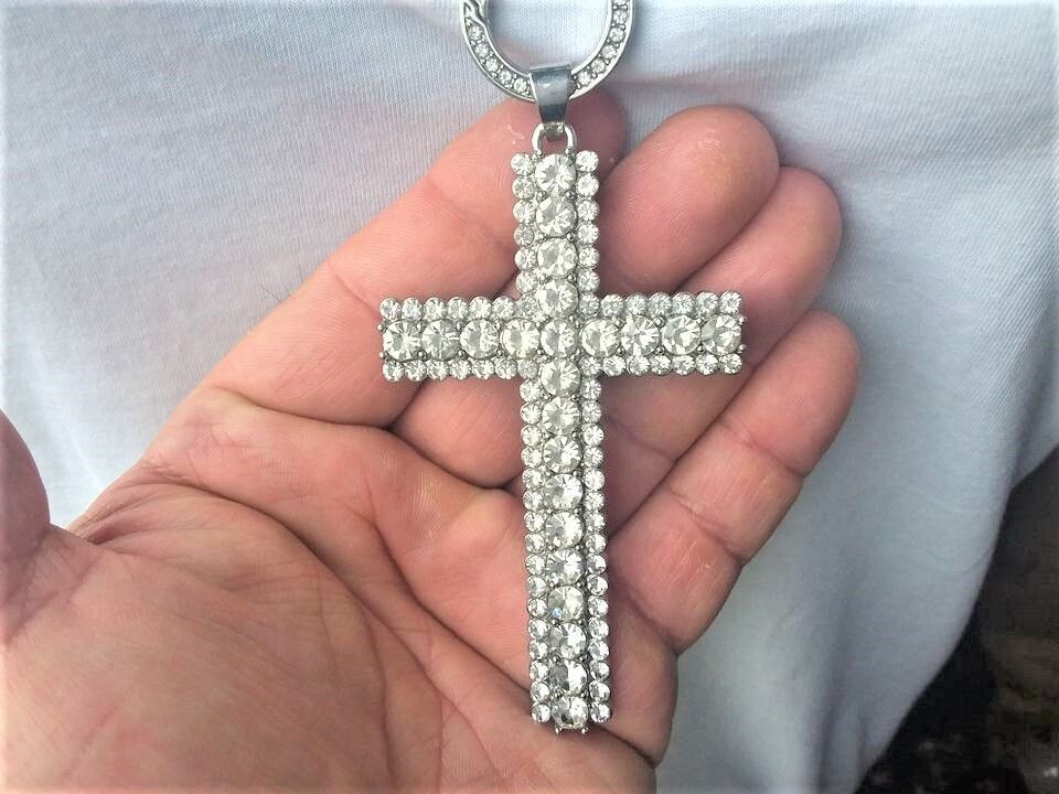 XXL Kreuz mit weißen Steinen besetzt