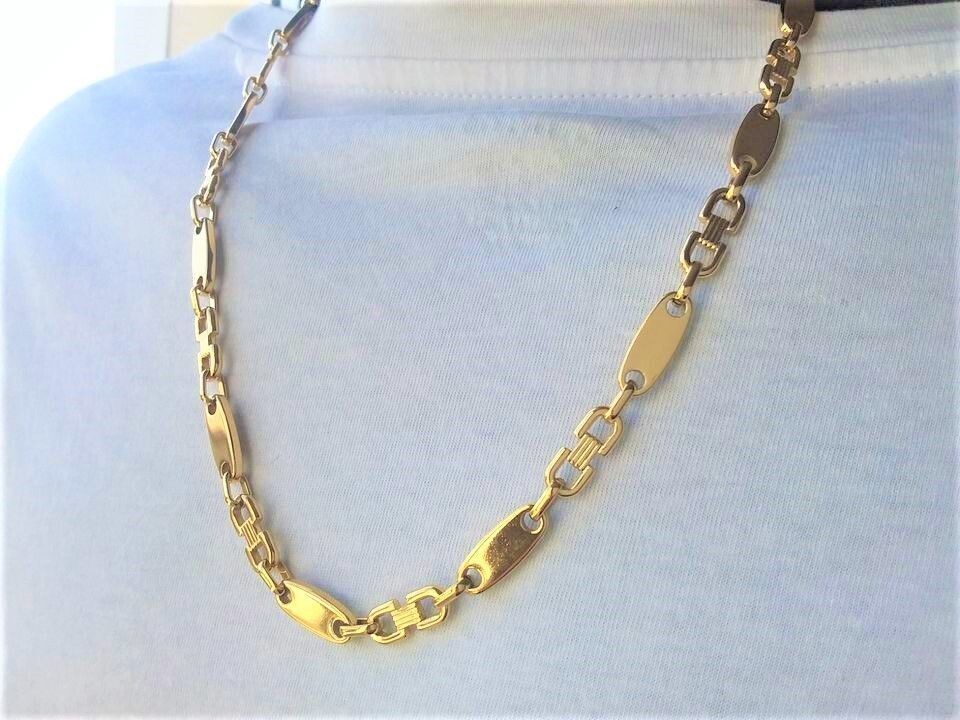 TOP!! Edelstahl !!! Platten Kette m. Armband in Gold