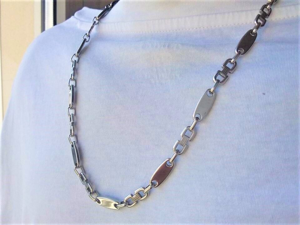 TOP PREIS! ! Edelstahl !!! Platten Kette m. Armband