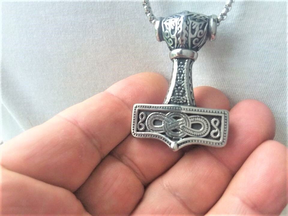 Thors Hammer mit Kette in Silber