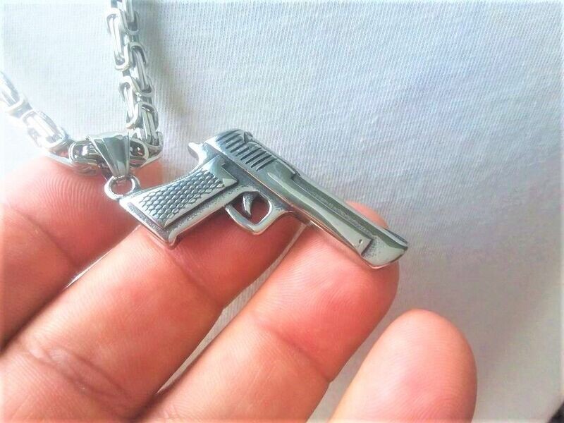 Königskette mit Armband und Pistole in Silber