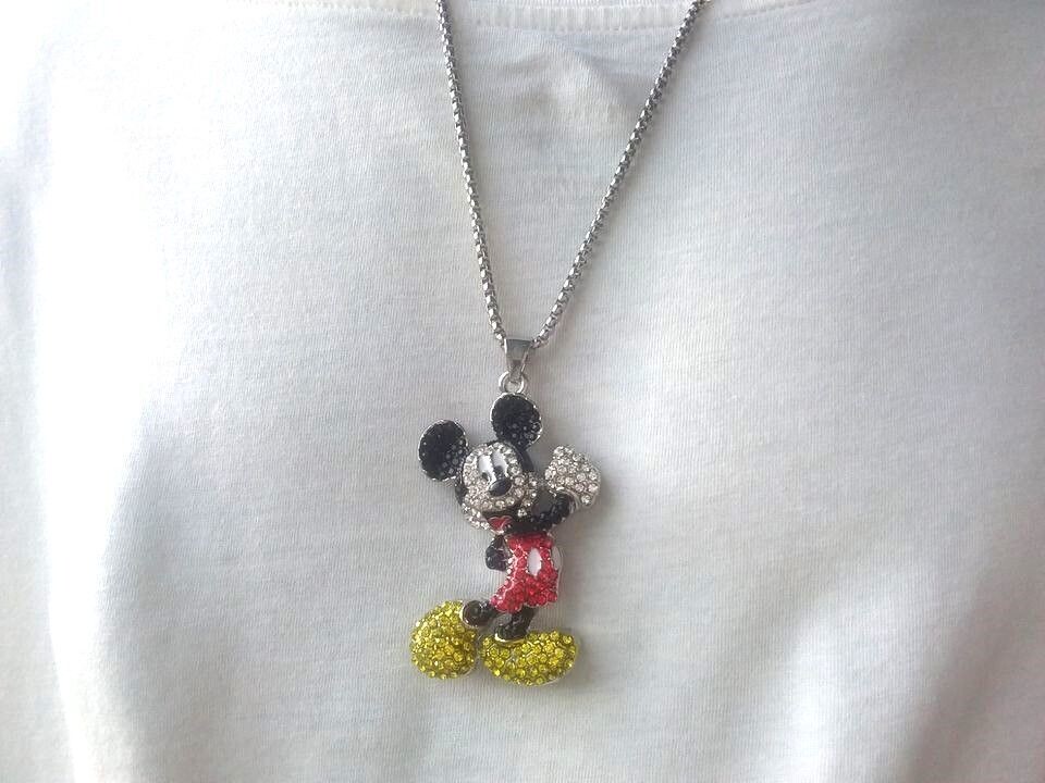 Micky Maus mit Swarovski Elementen + Kette 600 mm