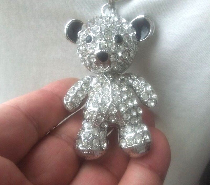 Großer Teddy Anhänger, beweglicher Kopf mit Swarovski Elementen