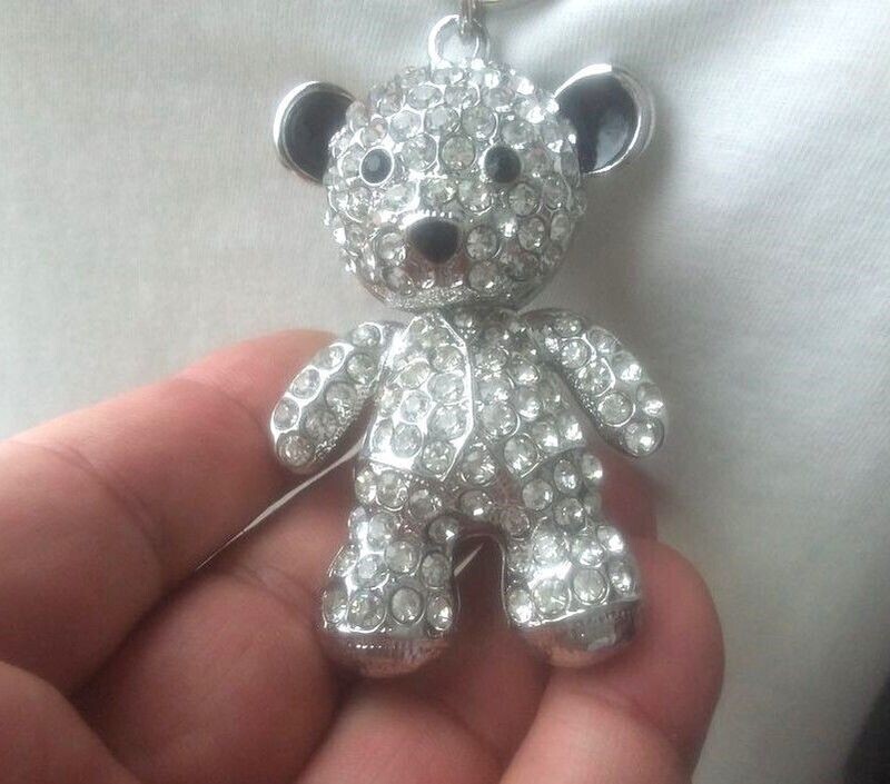 Großer Teddy Anhänger, beweglicher Kopf mit Swarovski Elementen