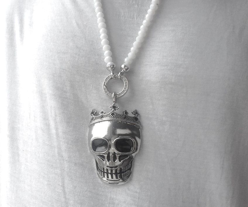 AKTION! Totenkopf / Skull + weißer Kette 800 mm
