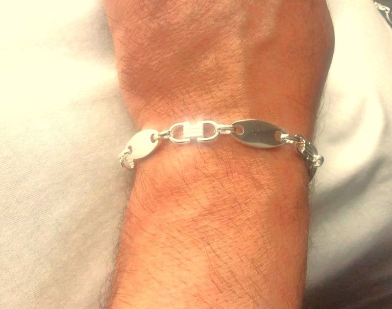 Edelstahl! 925 Silber plattiert!! Plattenketten Armband