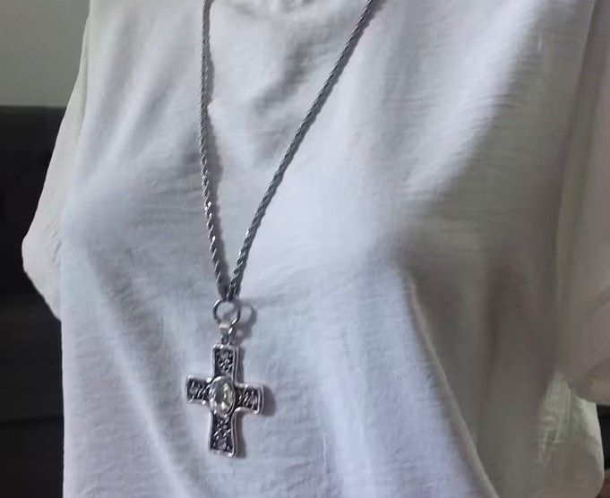 NEU! Vario Edelstahl Kette mit Kreuz Anhänger