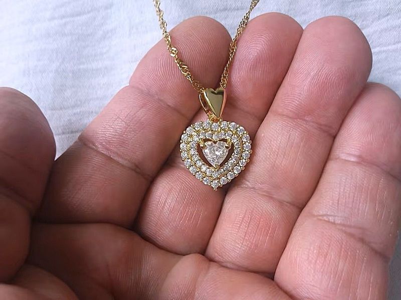 Herz Anhänger 14k vergoldet und rhodiniert