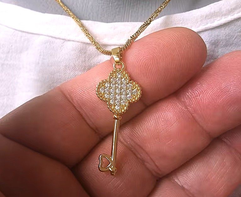 Schlüssel zum Herzen Anhänger vergoldet und rhodiniert