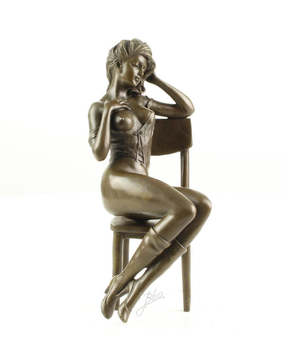 Erotische Bronzefigur, weiblicher Akt, Erotikfigur, Sinnlichkeit