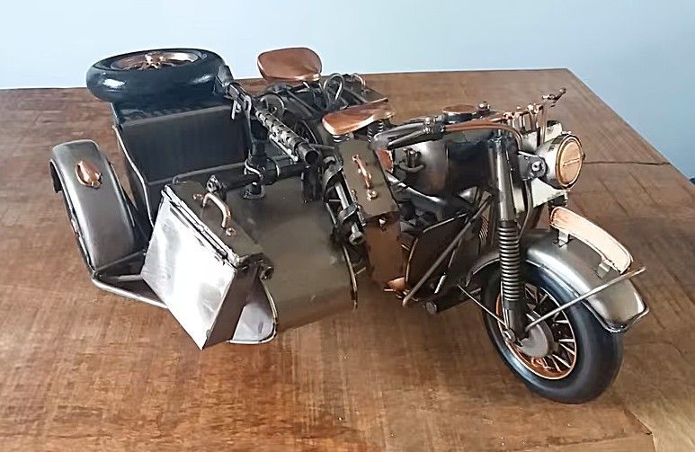 Großes Militär Motorrad Modell, handgefertigt, Biker, Moped, Kraftrad