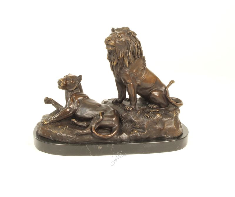 Bronze Löwe und Löwin, Bronzefigur, Raubtier, Tierfigur, Statue Deko Bronze Löwe und Löwin, Bronzefigur, Raubtier, Tierfigur, Statue Deko