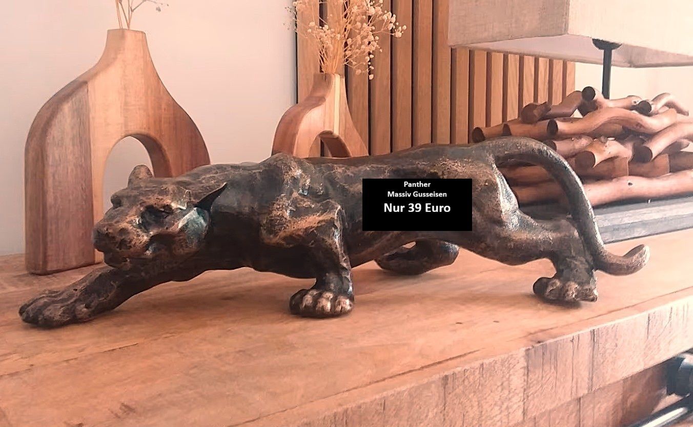 Gusseiserne massive schwere Figur, Panther, Raubtier, Wildnis