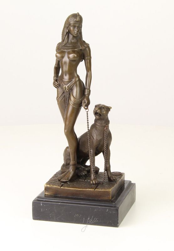 Cleopatra mit einem Panther, Erotische Bronzefigur,weiblicher Akt, Erotikfigur Cleopatra mit einem Panther, Erotische Bronzefigur,weiblicher Akt, Erotikfigur