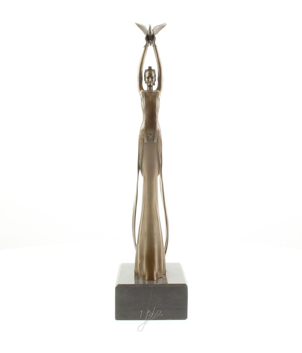 Erotische Bronzefigur„Lass den Vogel frei,,weiblicher Akt, Erotik