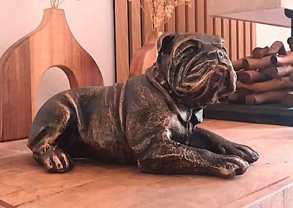 Massiv Gusseisen,englischer Bullterrier Deko, Wolf, Hund, Tier, Bronze Optik
