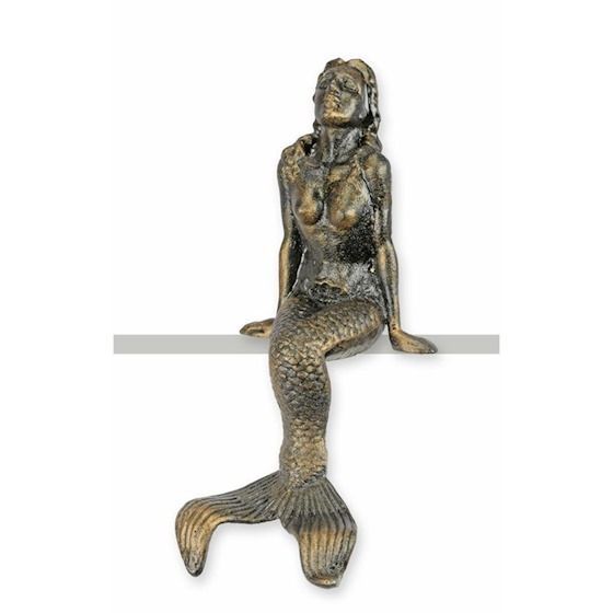Eine gusseiserne Figur einer Meerjungfrau, Fabelwesen, Seejungfrau, Nixe Eine gusseiserne Figur einer Meerjungfrau, Fabelwesen, Seejungfrau, Nixe