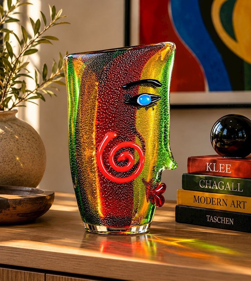 Abstrakte Glasvase im Murano-Stil, Gefäß, Krug, Amphore, Kunst, Moderne Kunst Abstrakte Glasvase im Murano-Stil, Gefäß, Krug, Amphore, Kunst, Moderne Kunst