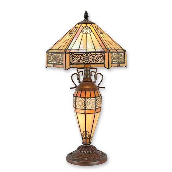 Tischleuchte im beliebten Tiffany-Stil, handgearbeitetes Buntglas, Lampe