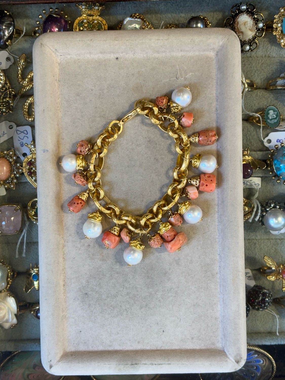 Bracciale corallo e perle