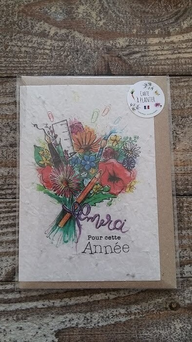 CARTE A PLANTER FIN ANNEE SCOLAIRE - MERCI  BOUQUET