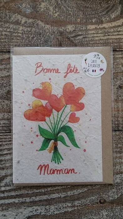 CARTE A PLANTER - BONNE FETE MAMAN BOUQUET