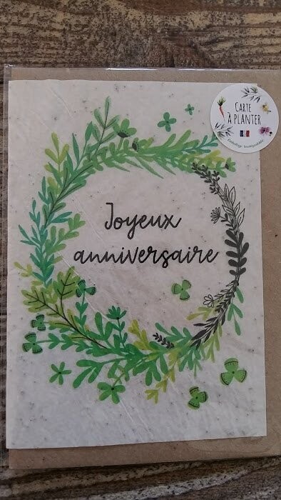 CARTE A PLANTER - ANNIVERSAIRE COURONNE FEUILLES