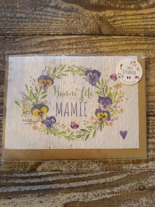 CARTE A PLANTER - BONNE FETE MAMIE VIOLETTES