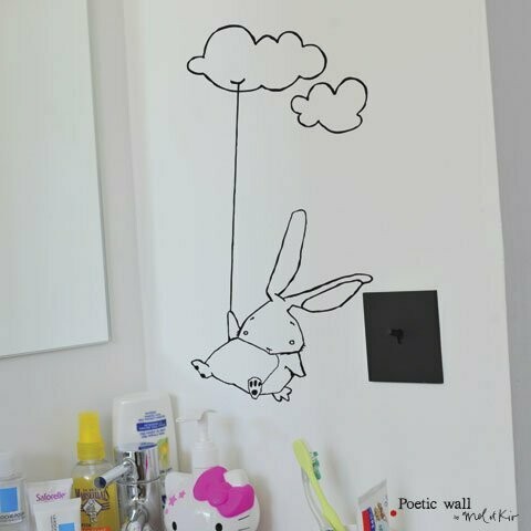 Stickers Lapin Nuage Noir POETIC WALL