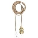Suspension Douille dorée câble naturel OPJET