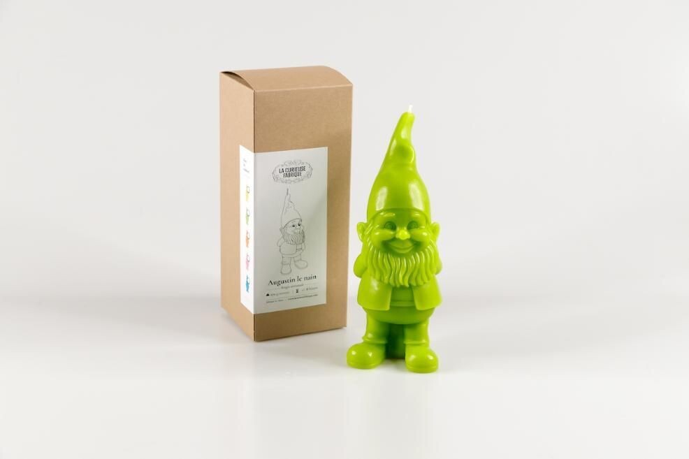Bougie Augustin Le nain LA CURIEUSE FABRIQUE, Couleur: Vert anis