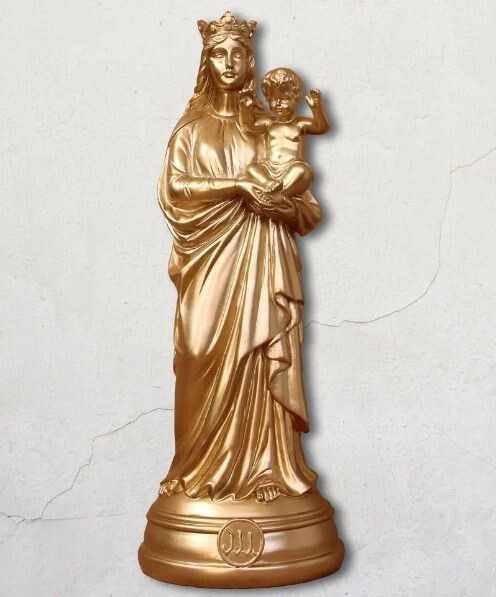 Statuette Notre Dame de la Garde J'AI VU LA VIERGE, Couleurs: Doré