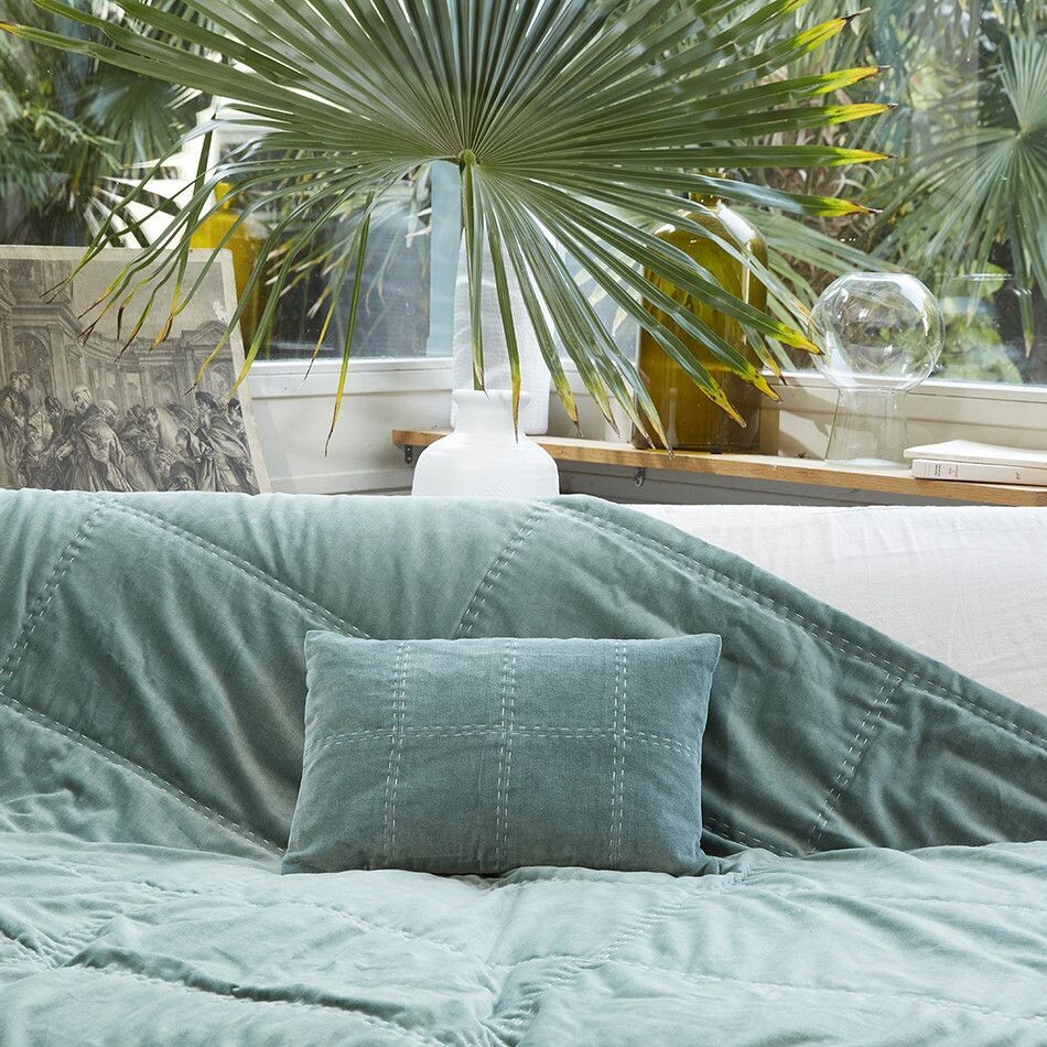 Coussin BOHO 30X45 Céladon EN FIL D'INDIENNE