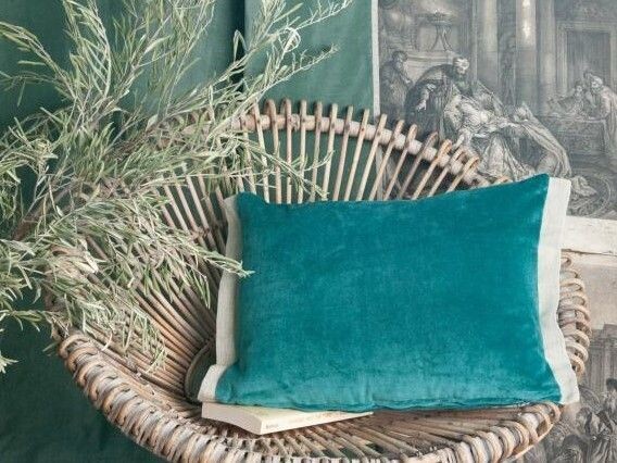 Coussin Médicis 35x50 EN FIL D'INDIENNE, Couleur: Canard