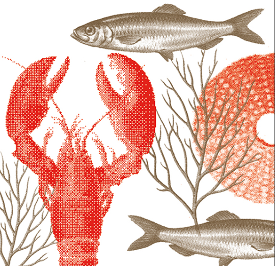 Serviette 25x25 Lobster Rouge Françoise Paviot