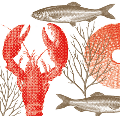 Serviette 25x25 Lobster Rouge Françoise Paviot
