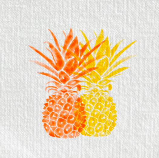 Serviette 25x25 Ananas orange Françoise Paviot