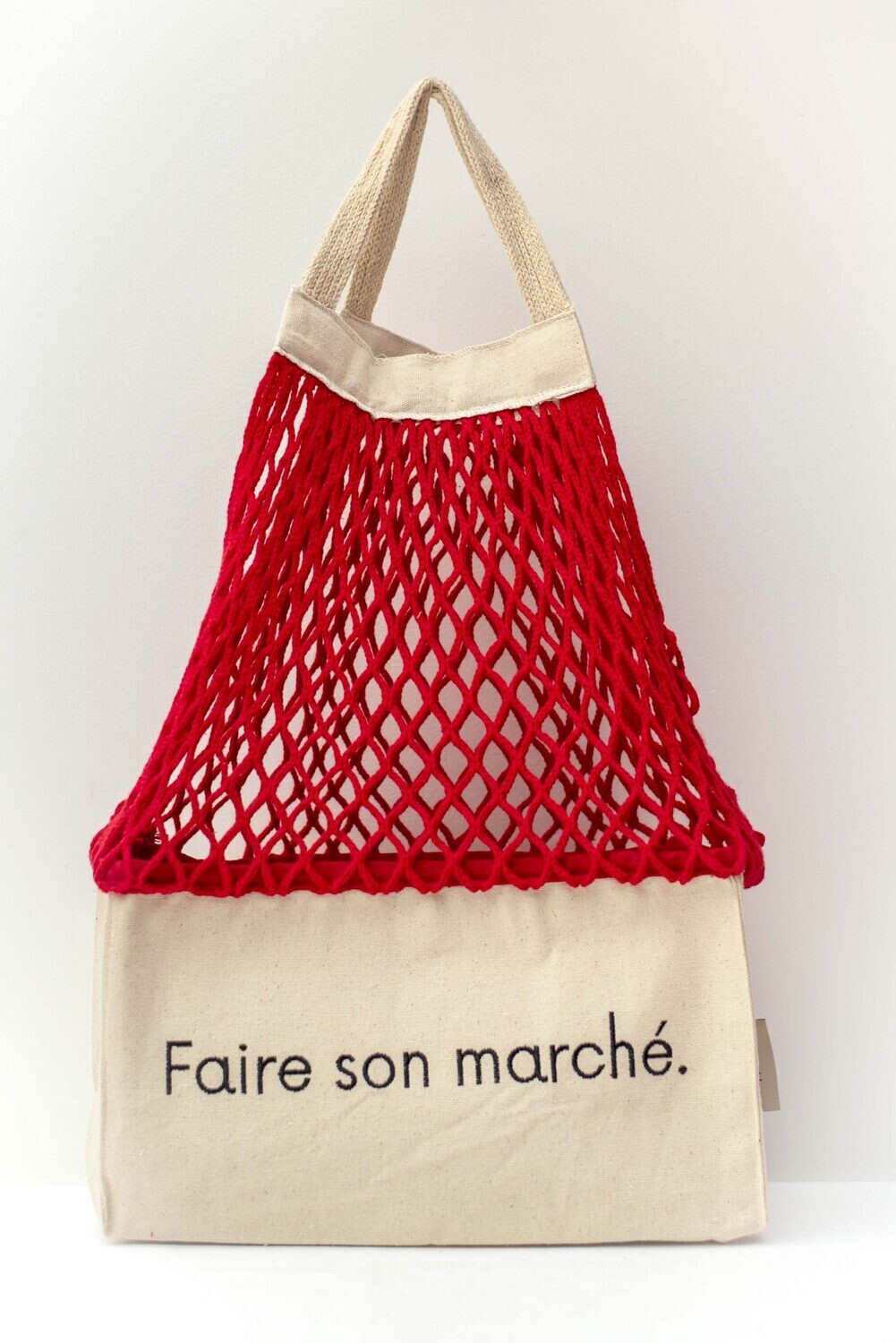 Sac Filet M Brodé FAIRE SON MARCHE Rouge SHOPPINETTE