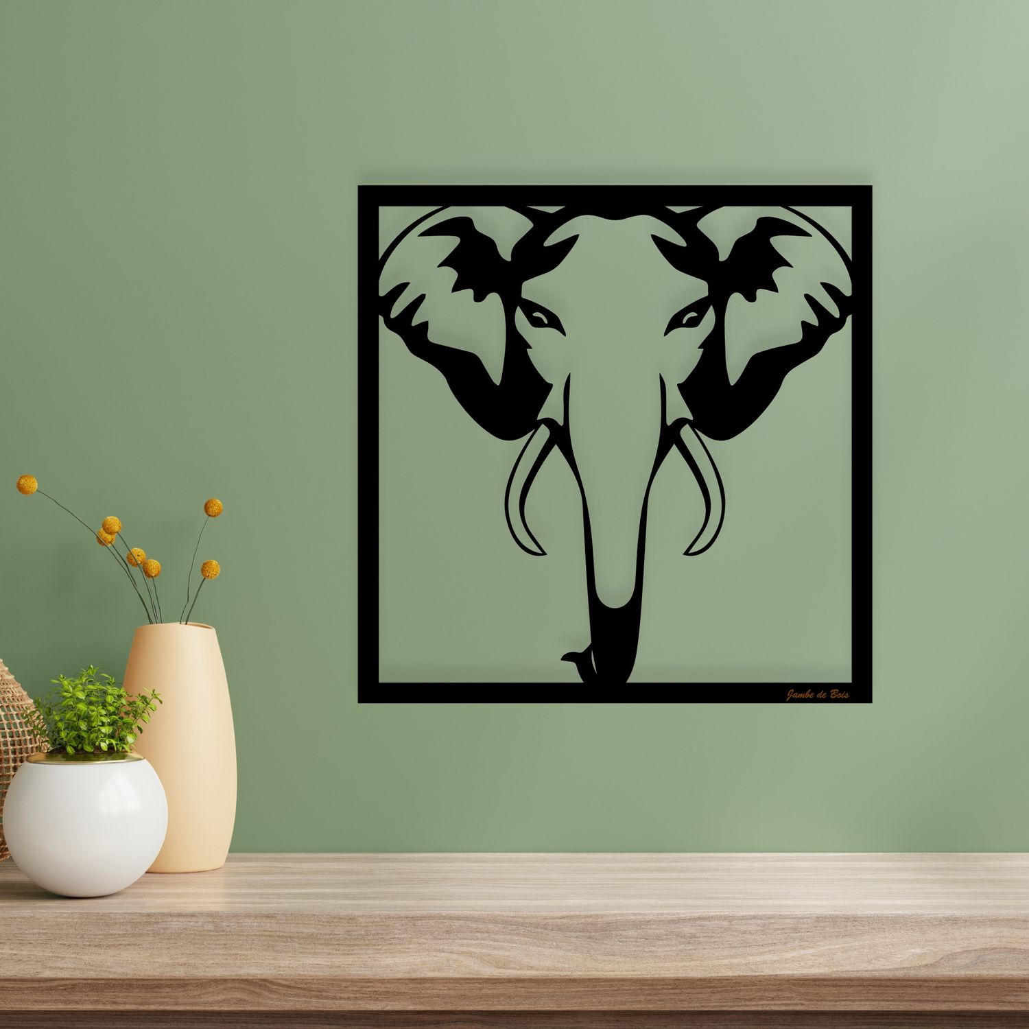 Tableau en bois Tête de l'Eléphant JAMBE DE BOIS Tableau en bois Tête de l'Eléphant JAMBE DE BOIS