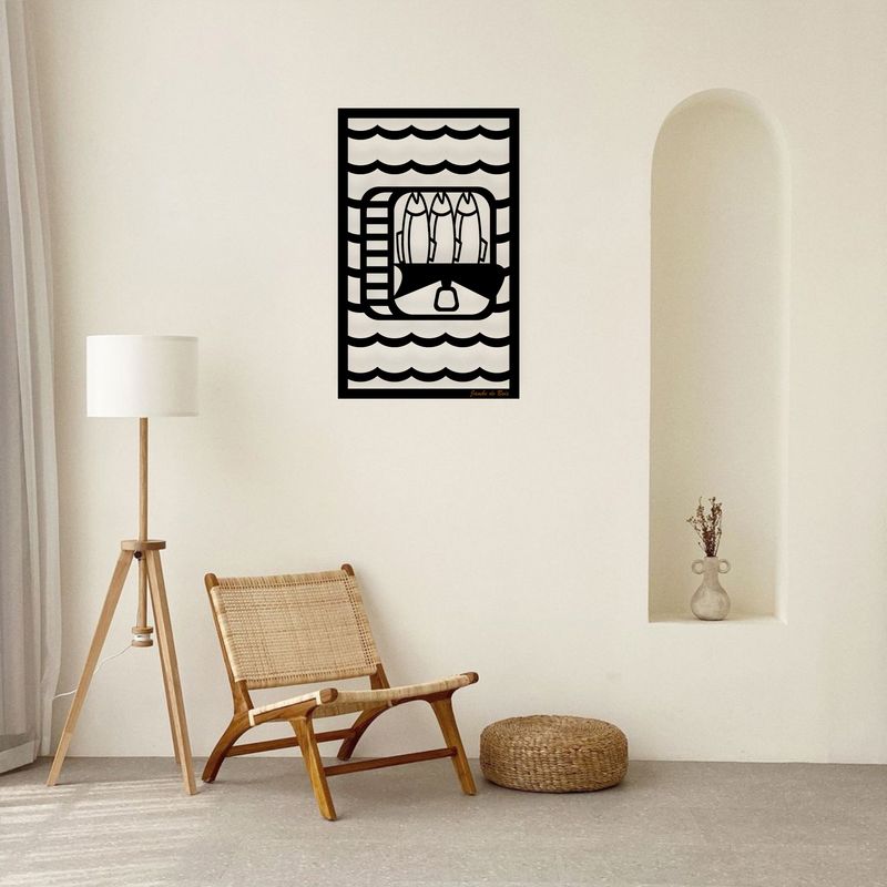 Tableau en bois Les Sardines JAMBE DE BOIS