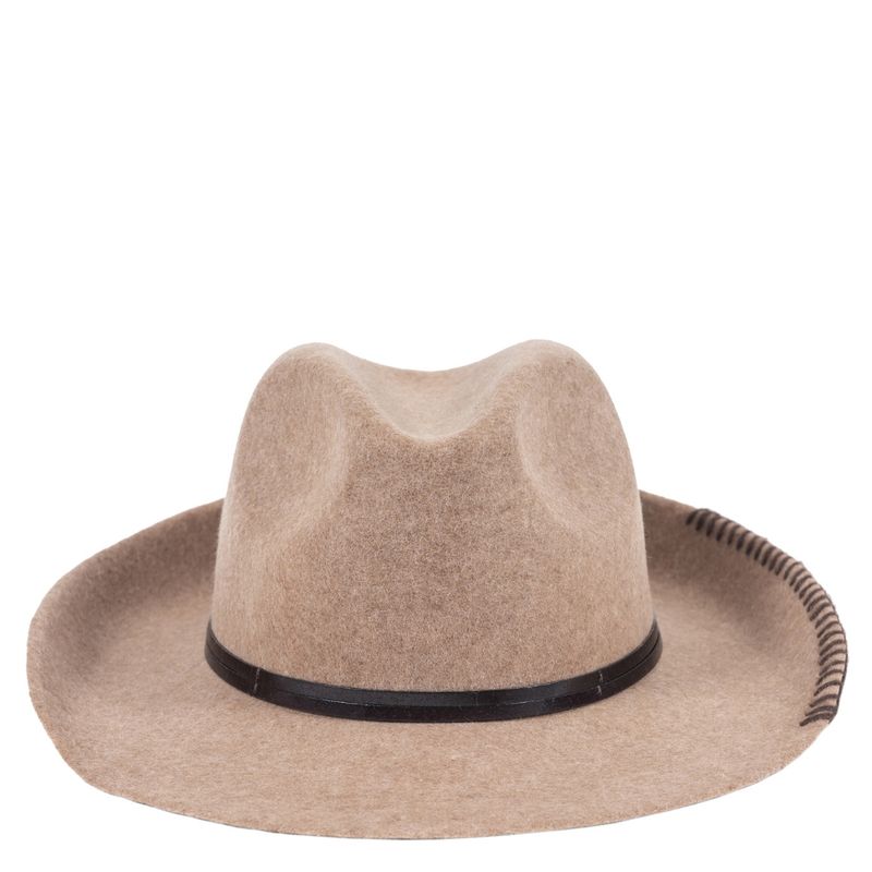 Chapeau Feutre, Lien Cuir & Tricot Cappuccino TRAVAUX EN COURS