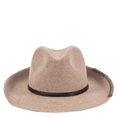 Chapeau Feutre, Lien Cuir & Tricot Cappuccino TRAVAUX EN COURS